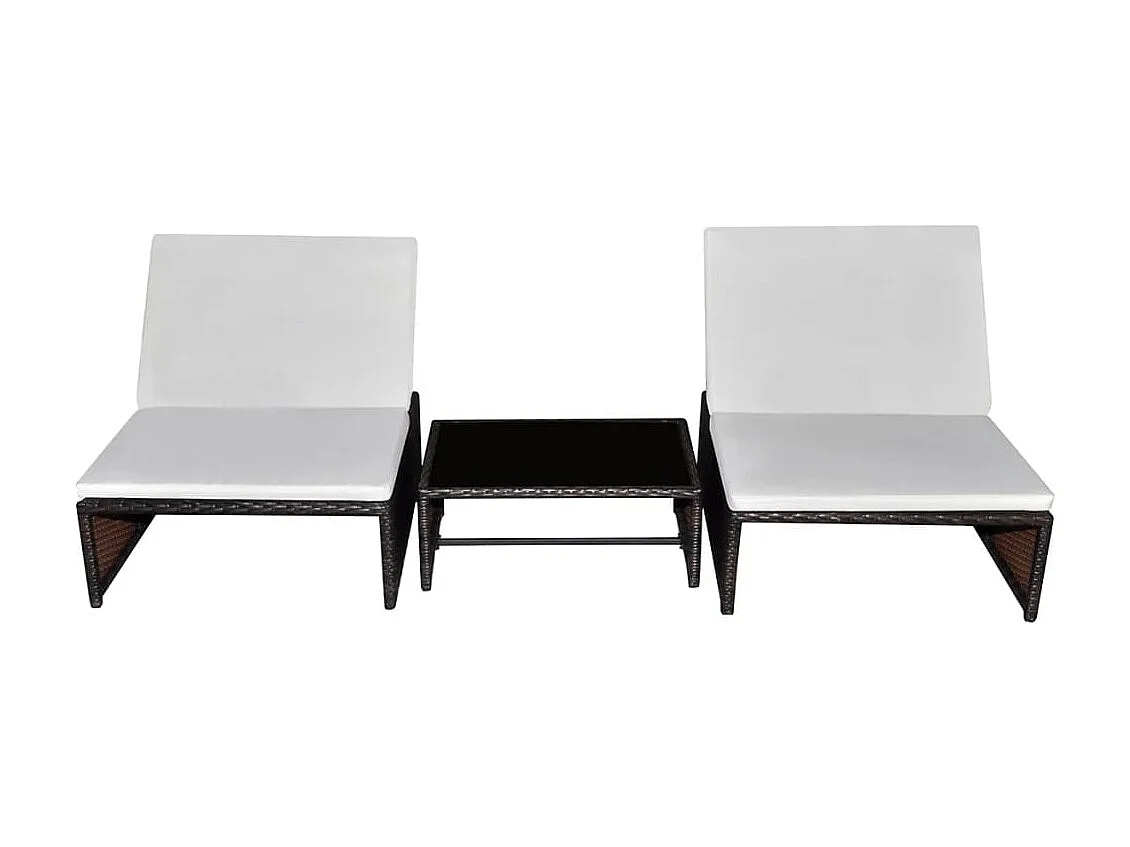 2 sillones con mesa Resina mimbre Marrón