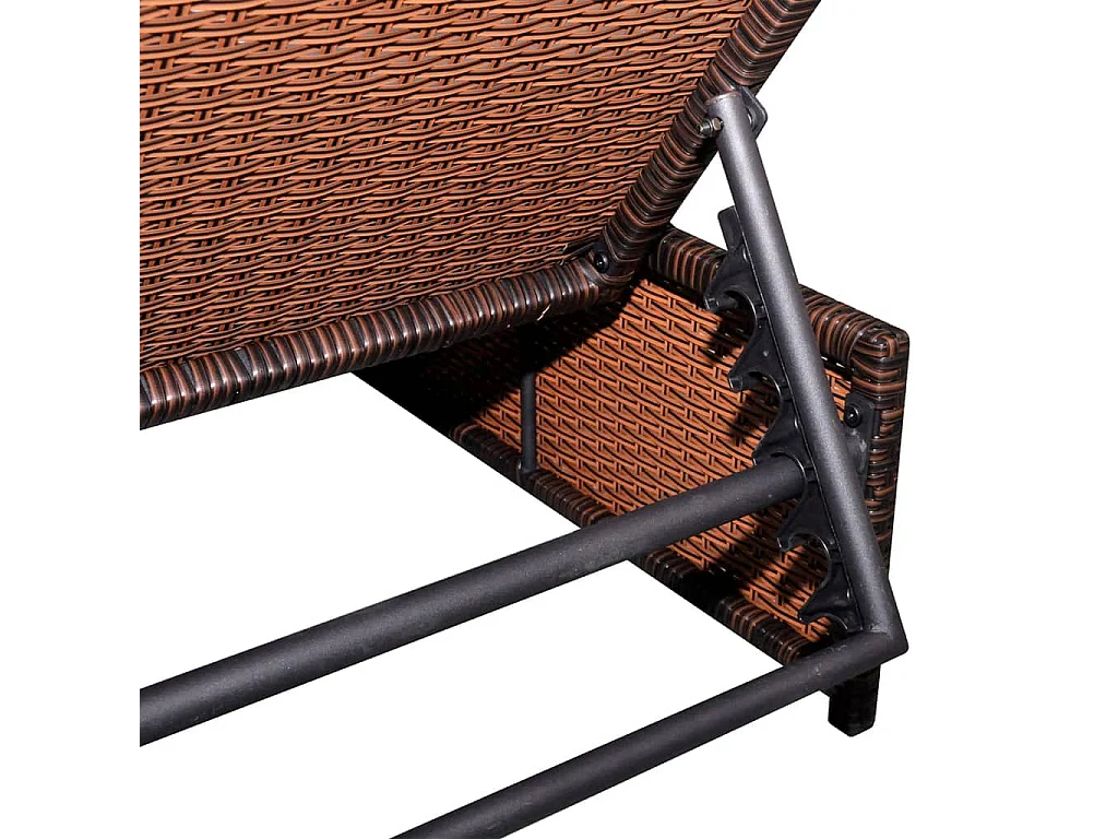 Chaises longues 2 pcs avec table Résine tressée Marron