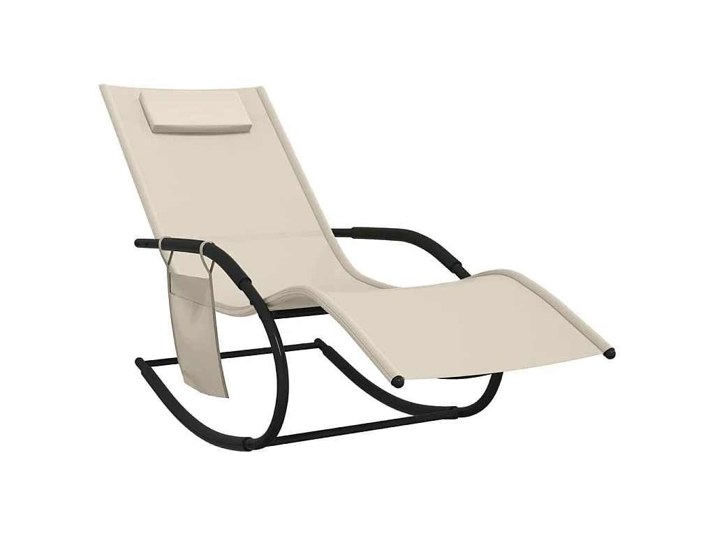 Poltrona a dondolo Crema Acciaio e Textilene