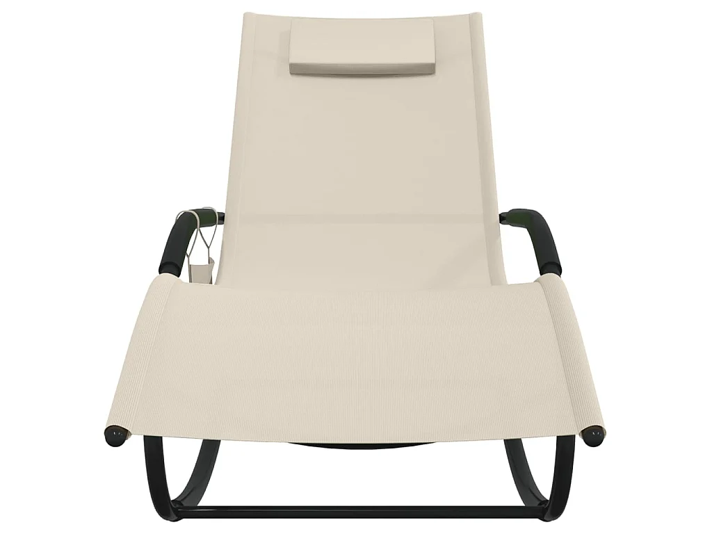 Poltrona a dondolo Crema Acciaio e Textilene