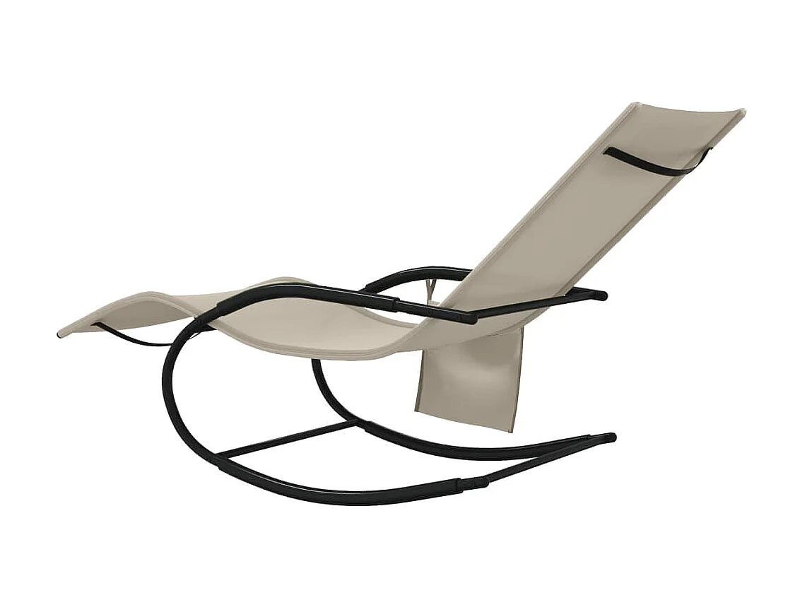 Poltrona a dondolo Crema Acciaio e Textilene