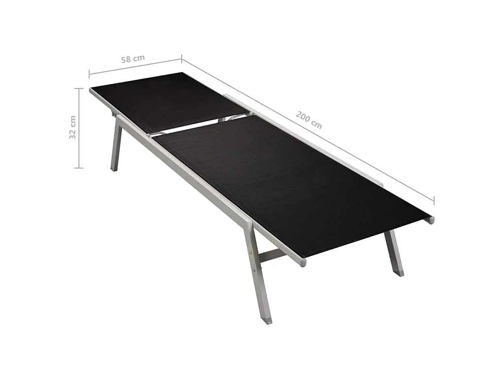 Espreguiçadeira em aço e têxtil preto