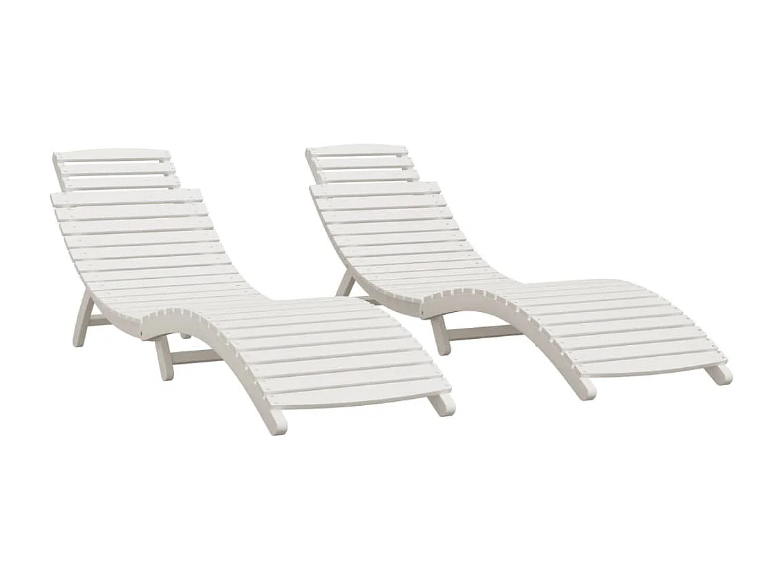 Ligstoelen 2 stuks wit 184x55x64 cm massief acaciahout