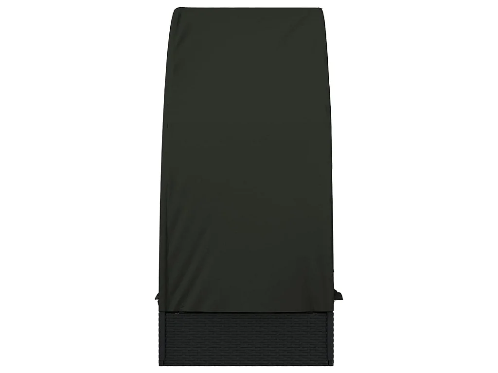 Chaise longue avec toit rond noir 211x57x140 cm résine tressée