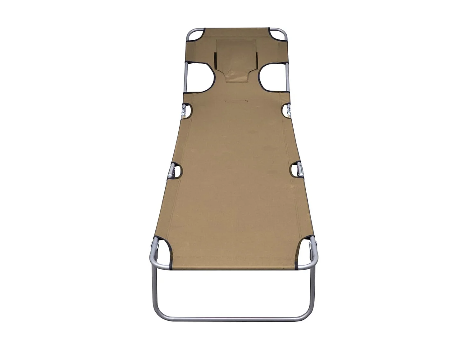 Espreguiçadeira dobrável e almofada de cabeça Encosto ajustável Taupe