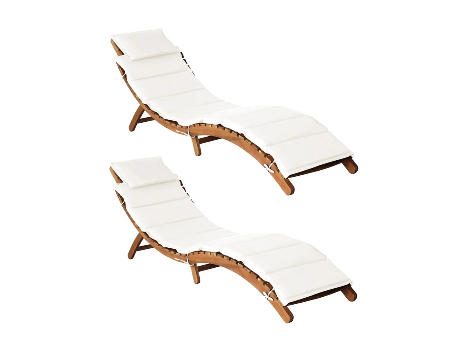 Sillones y cojines 2 piezas de madera maciza de acacia blanco crema