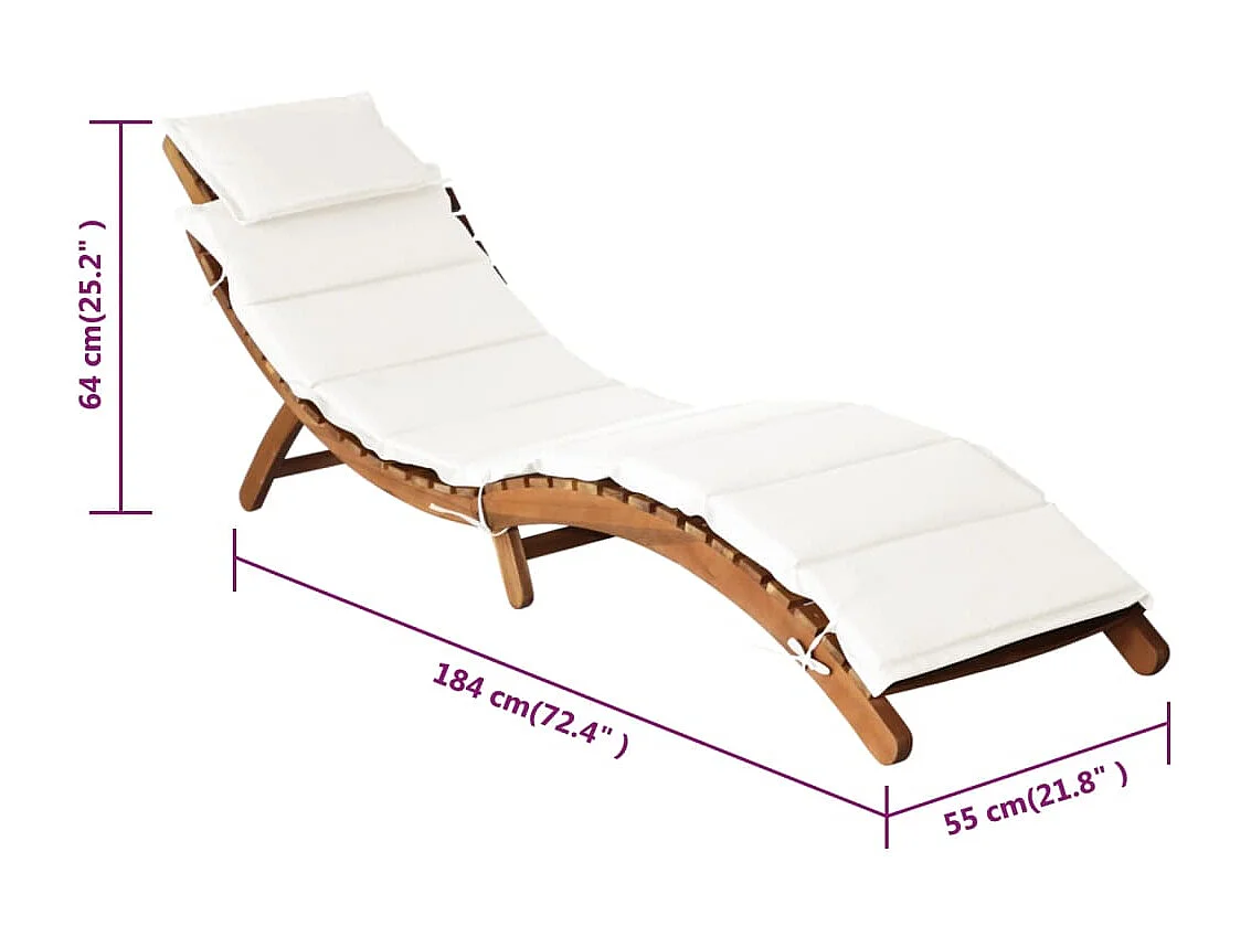 Sillones y cojines 2 piezas de madera maciza de acacia blanco crema