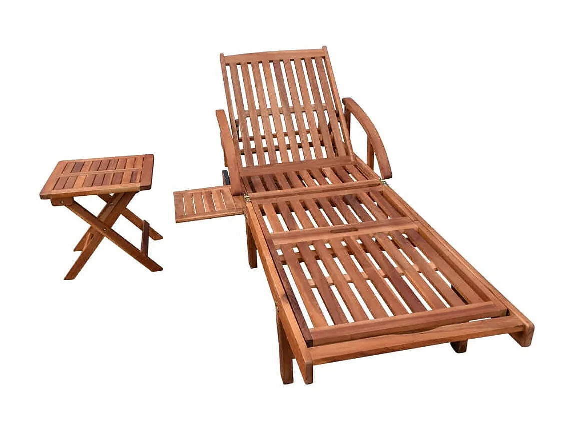 Poltrona lounge con tavolo Legno massello di acacia