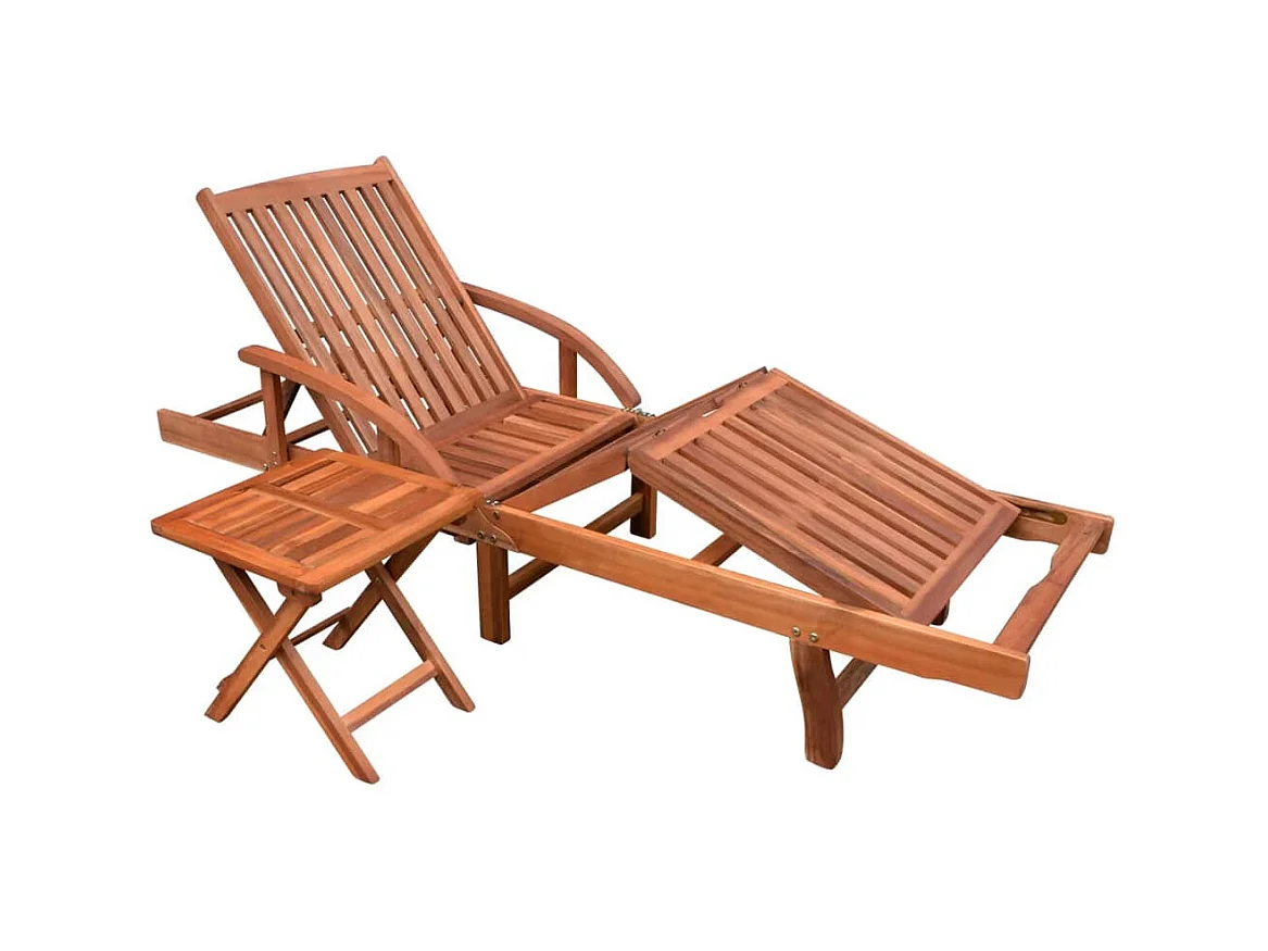 Chaise longue avec table Bois d'acacia solide