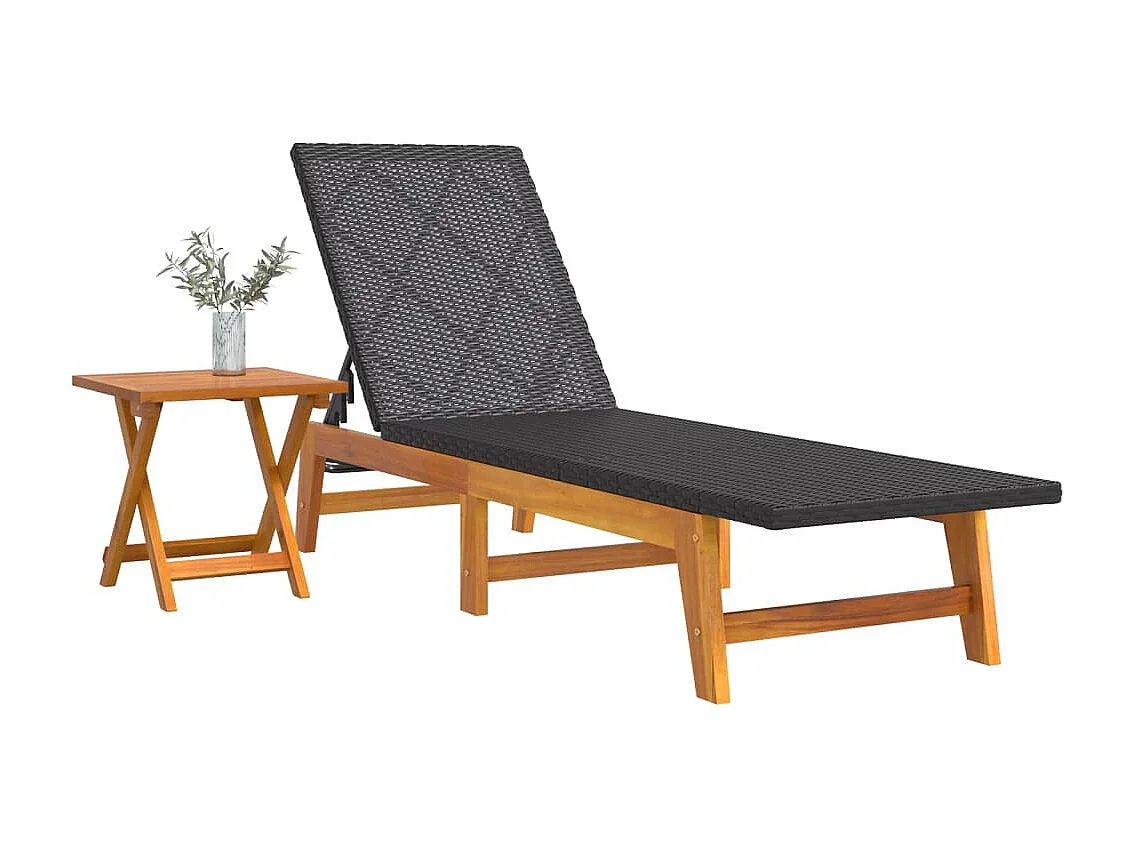 Poltrona lounge con tavolo Resina intrecciata e legno massello di acacia