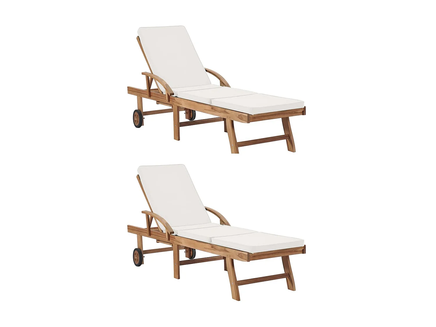 Sillones con cojines 2 piezas madera maciza de teca Crema