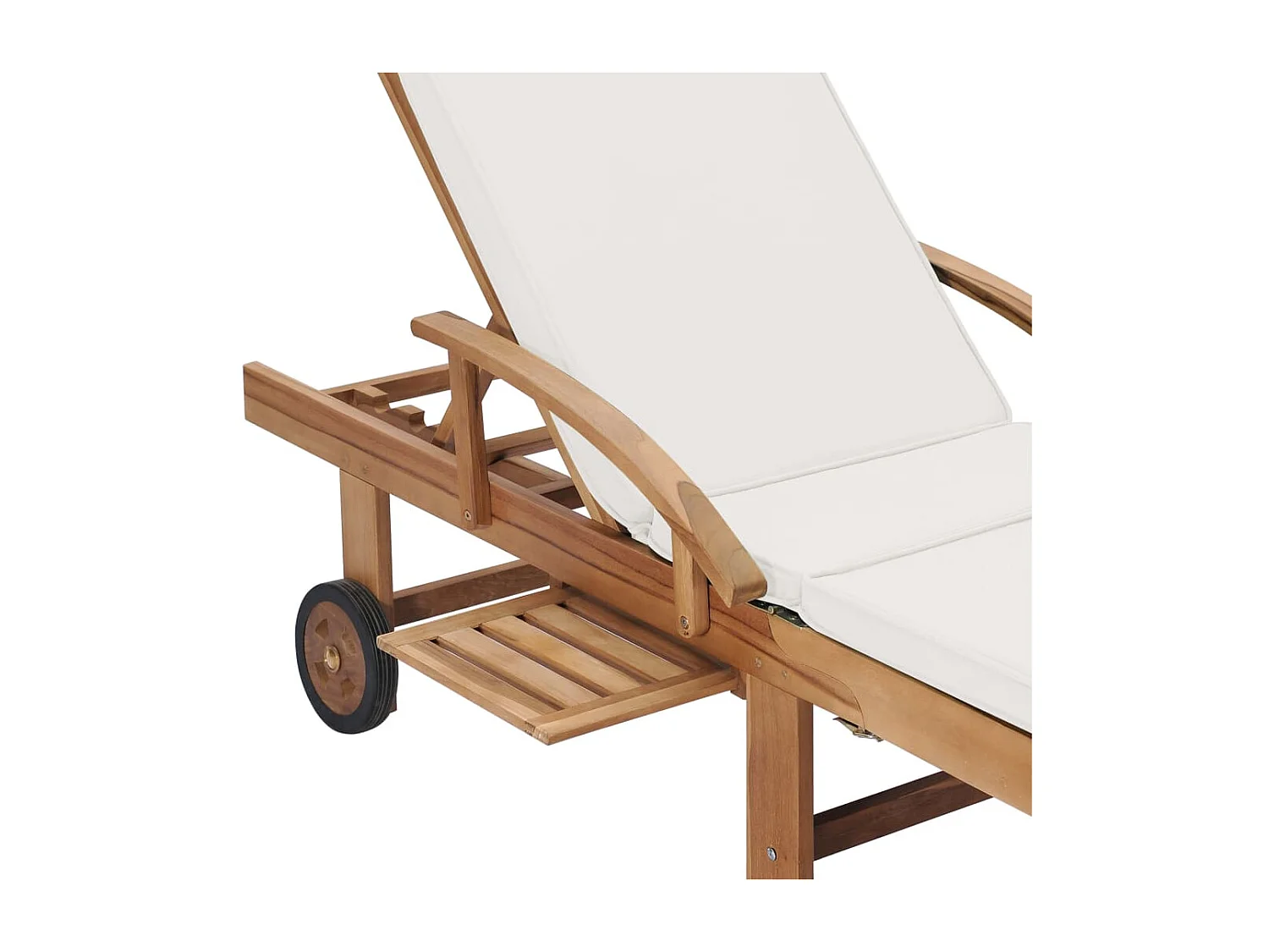 Chaises longues avec coussins 2 pcs Bois de teck solide Crème