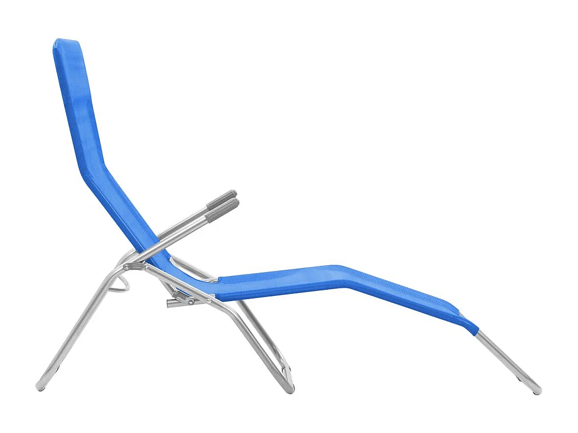 Chaises longues pliables 2 pcs Textilène Bleu