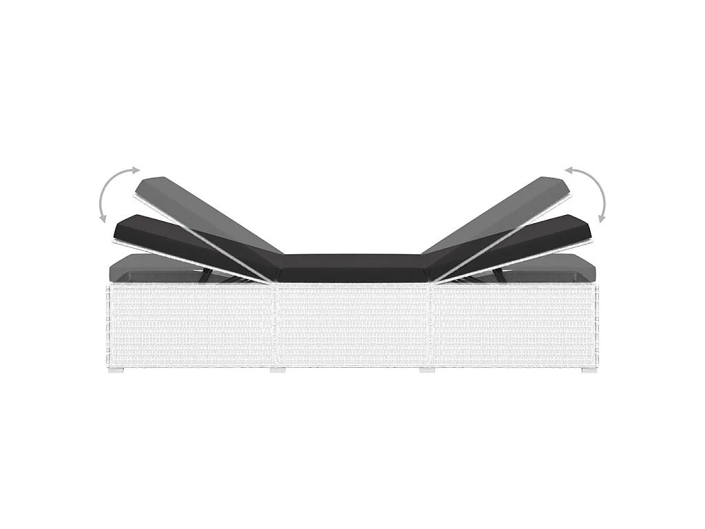 Chaises longues de jardin table à thé 3pcs Résine tressée Blanc