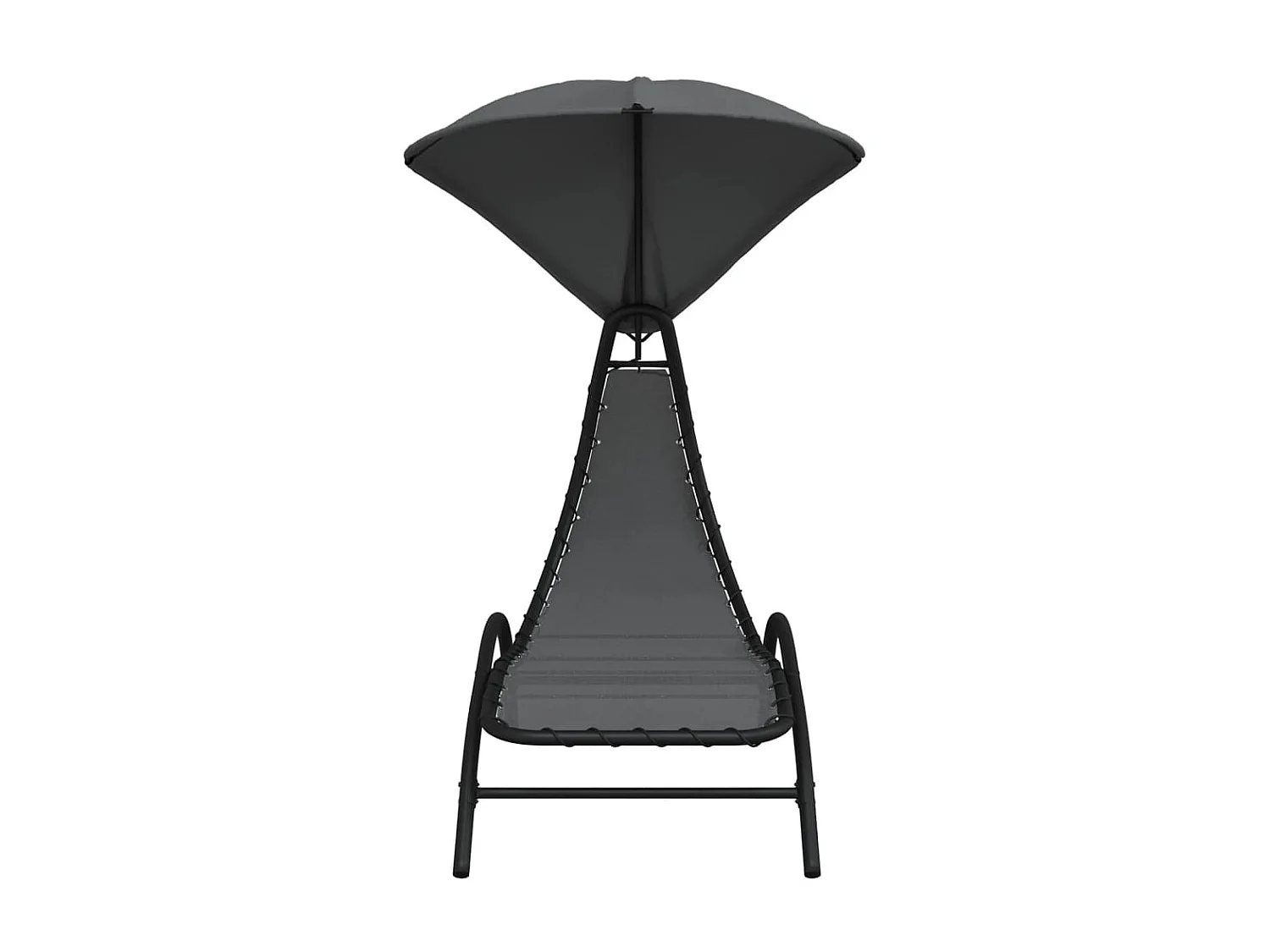 Espreguiçadeira cinza escuro e dossel 167x80x195 cm tecido e aço