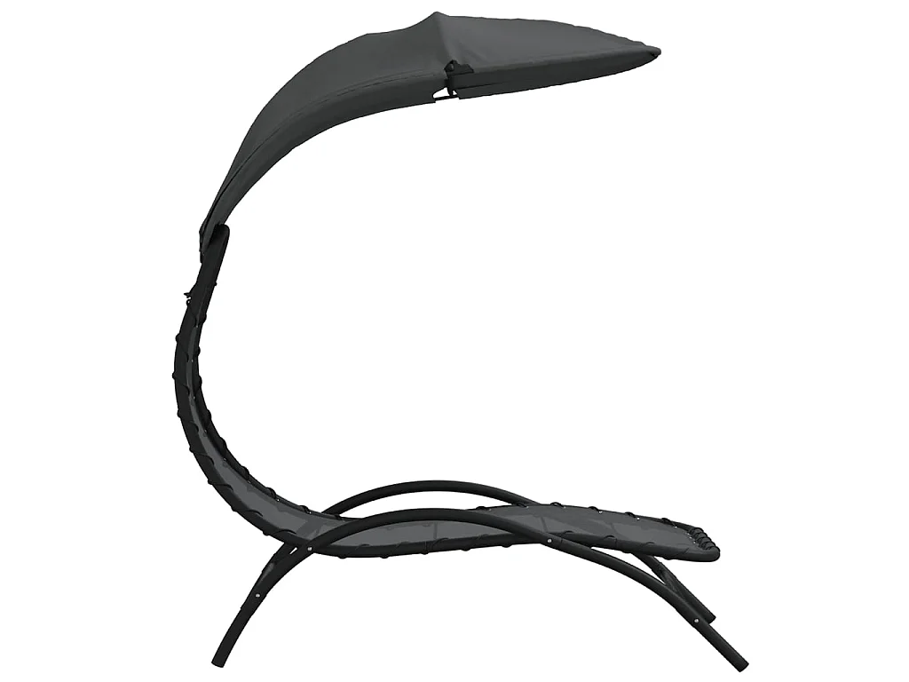 Espreguiçadeira cinza escuro e dossel 167x80x195 cm tecido e aço