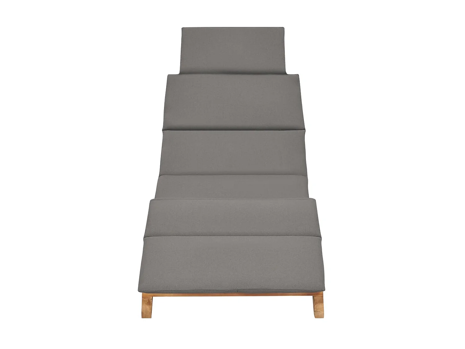 Chaise longue pliable avec coussin gris foncé Bois de teck