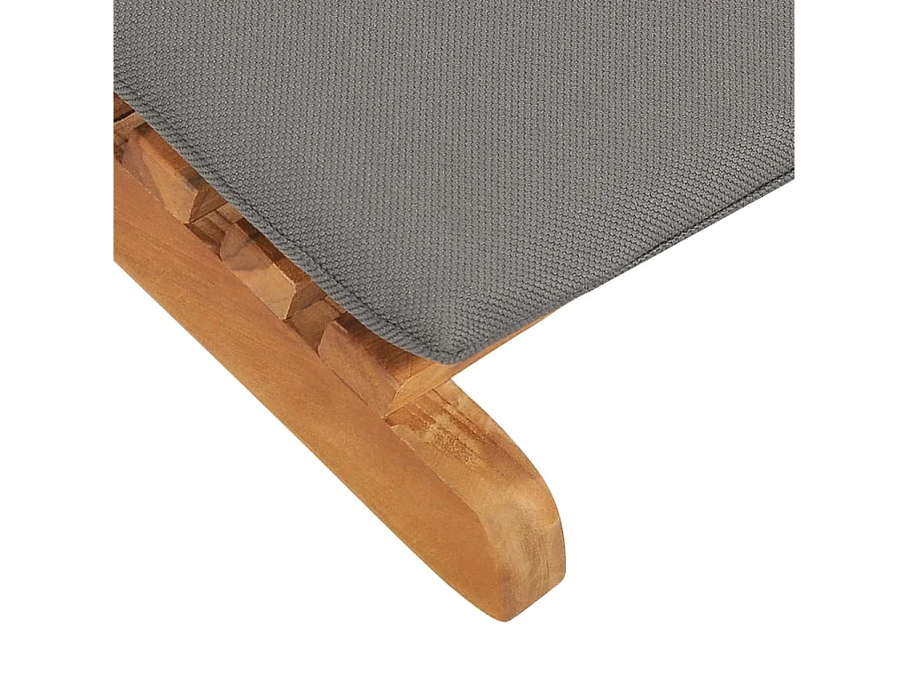 Chaise longue pliable avec coussin gris foncé Bois de teck