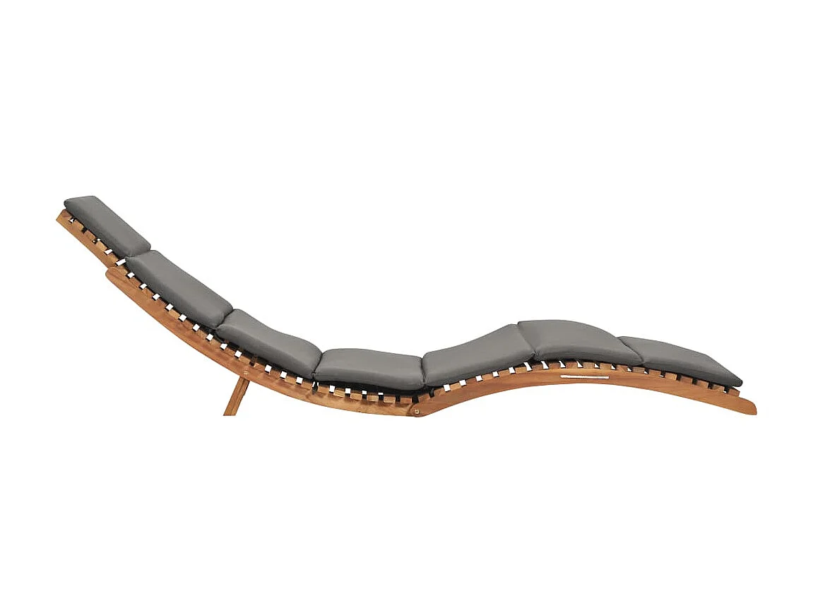 Chaise longue pliable avec coussin gris foncé Bois de teck