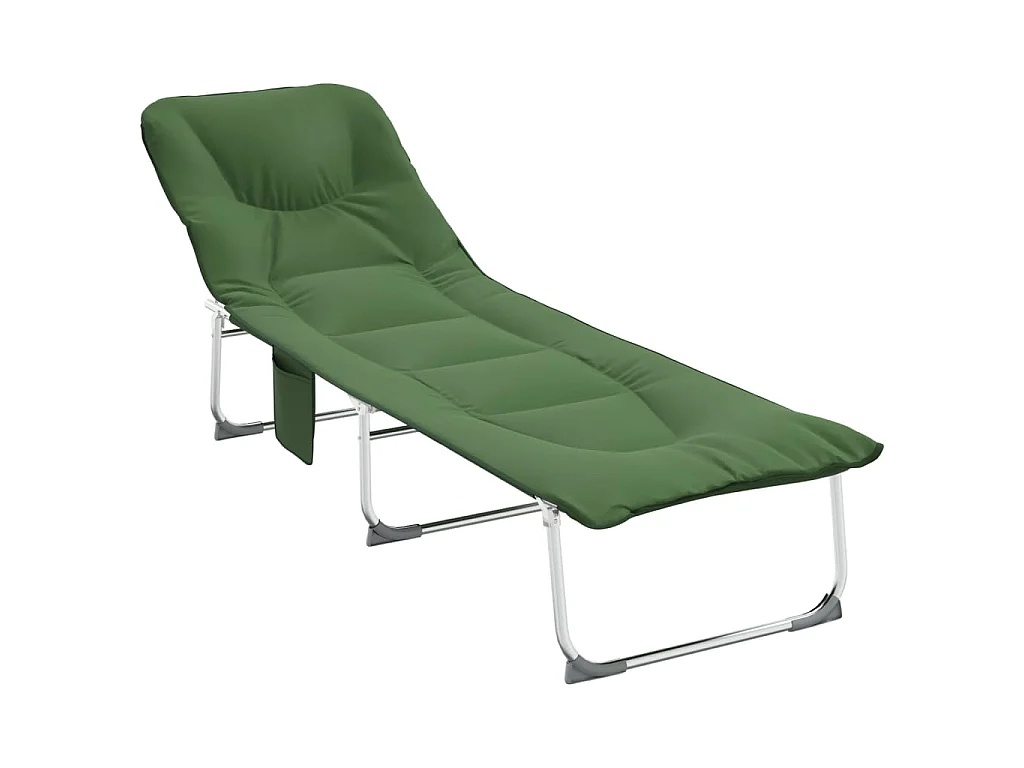 Chaise longue pliable vert foncé tissu