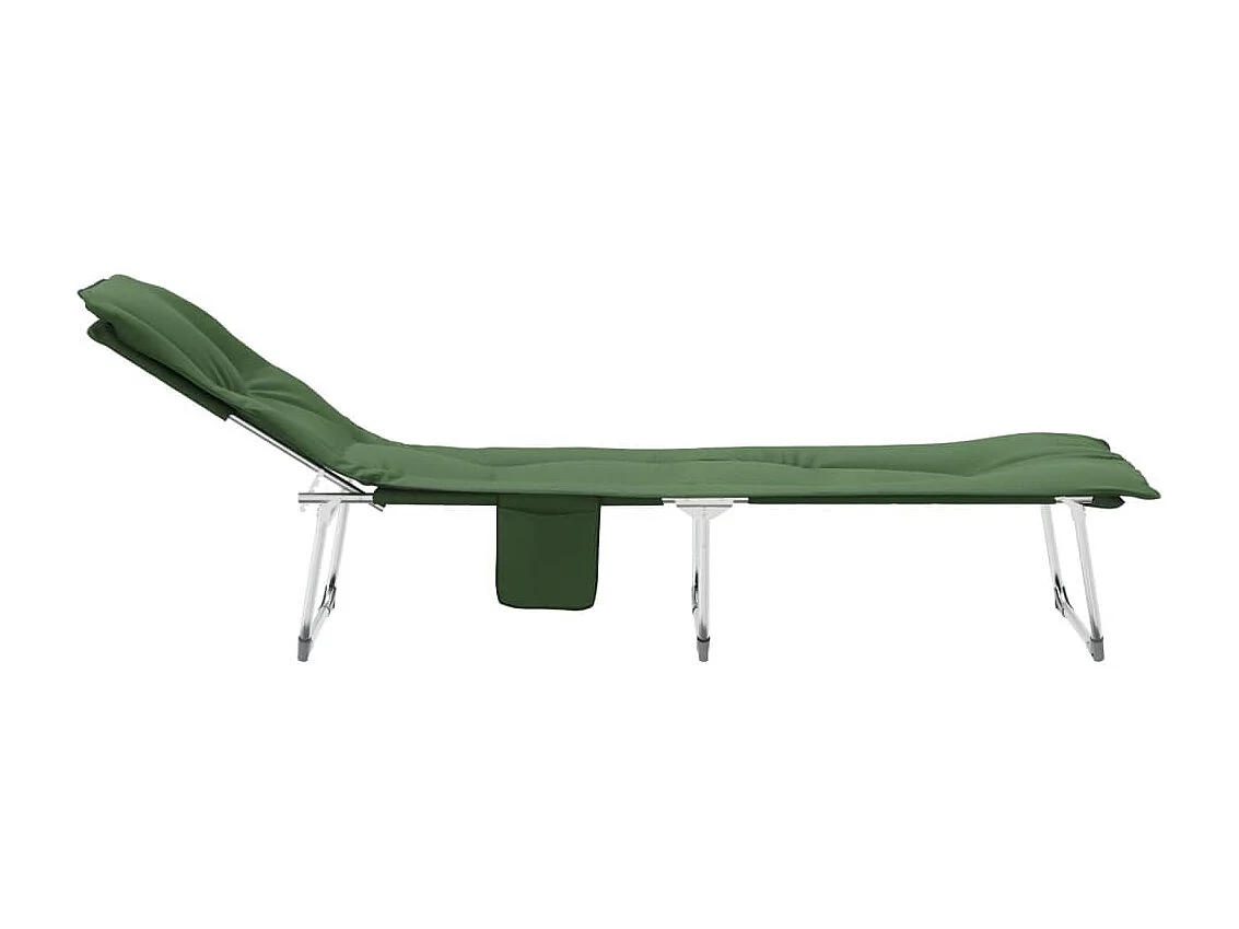 Chaise longue pliable vert foncé tissu