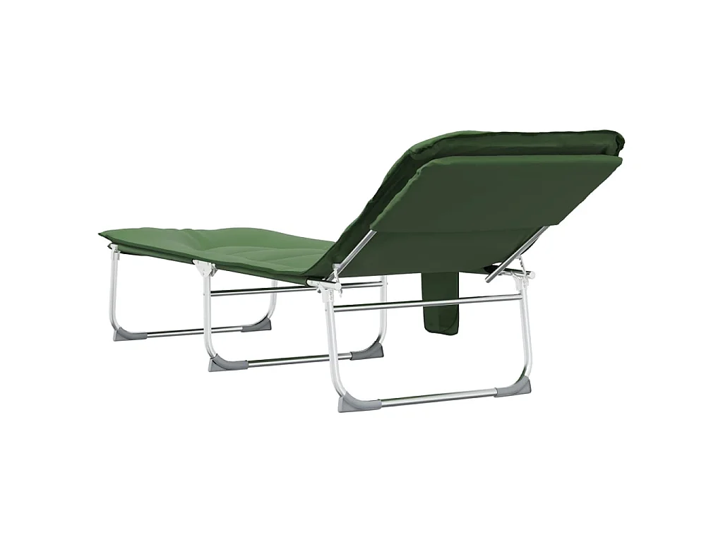 Chaise longue pliable vert foncé tissu