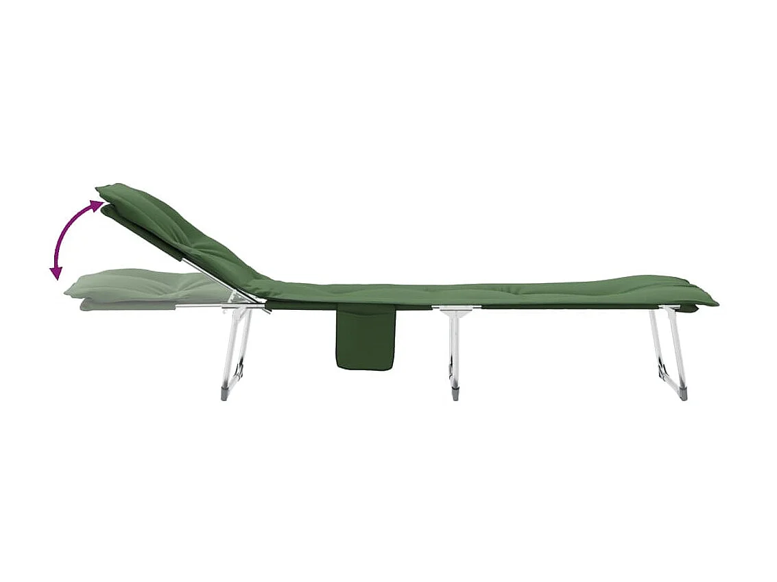 Chaise longue pliable vert foncé tissu