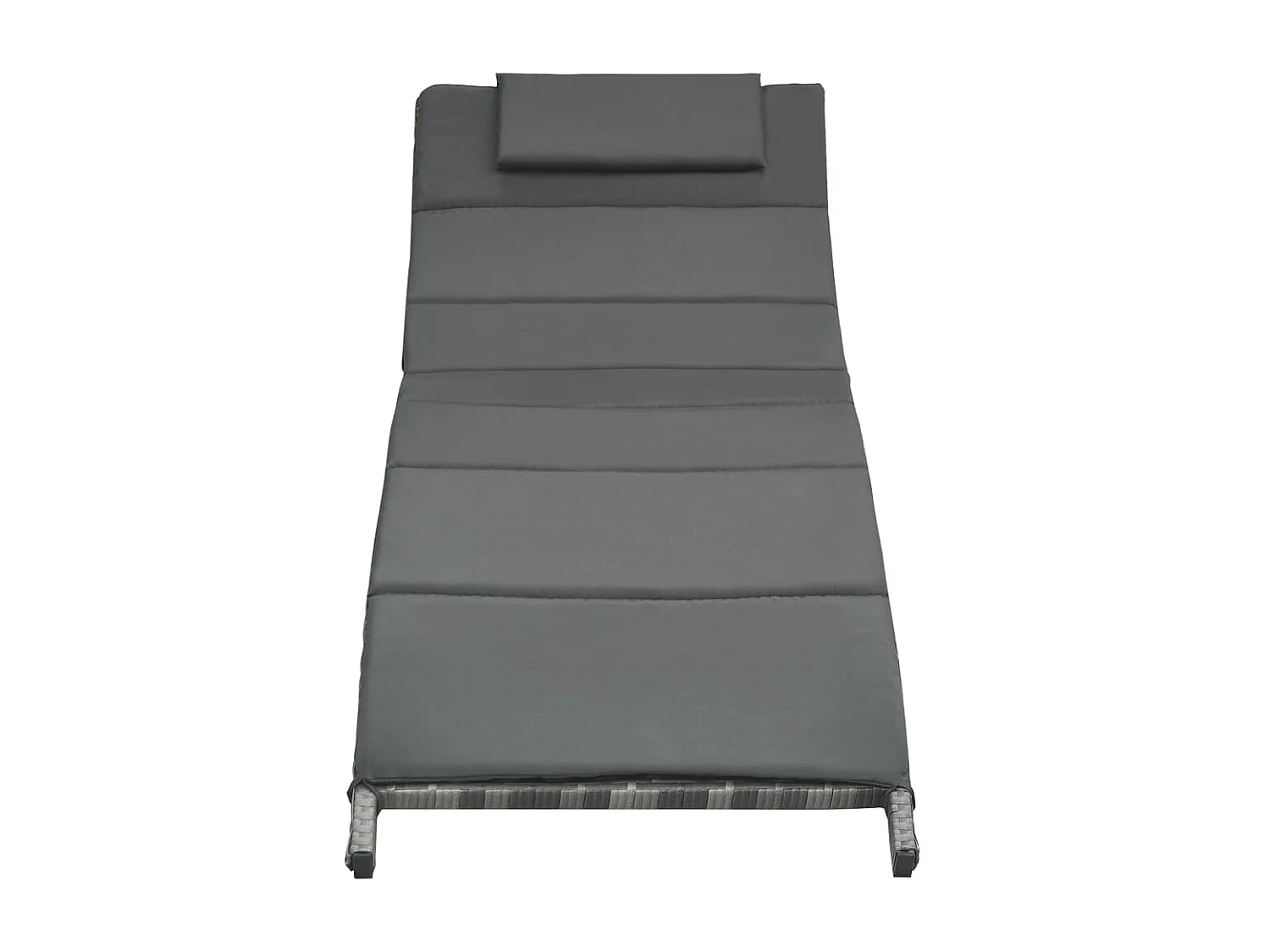 Chaise longue pliable avec coussin Résine tressée Gris
