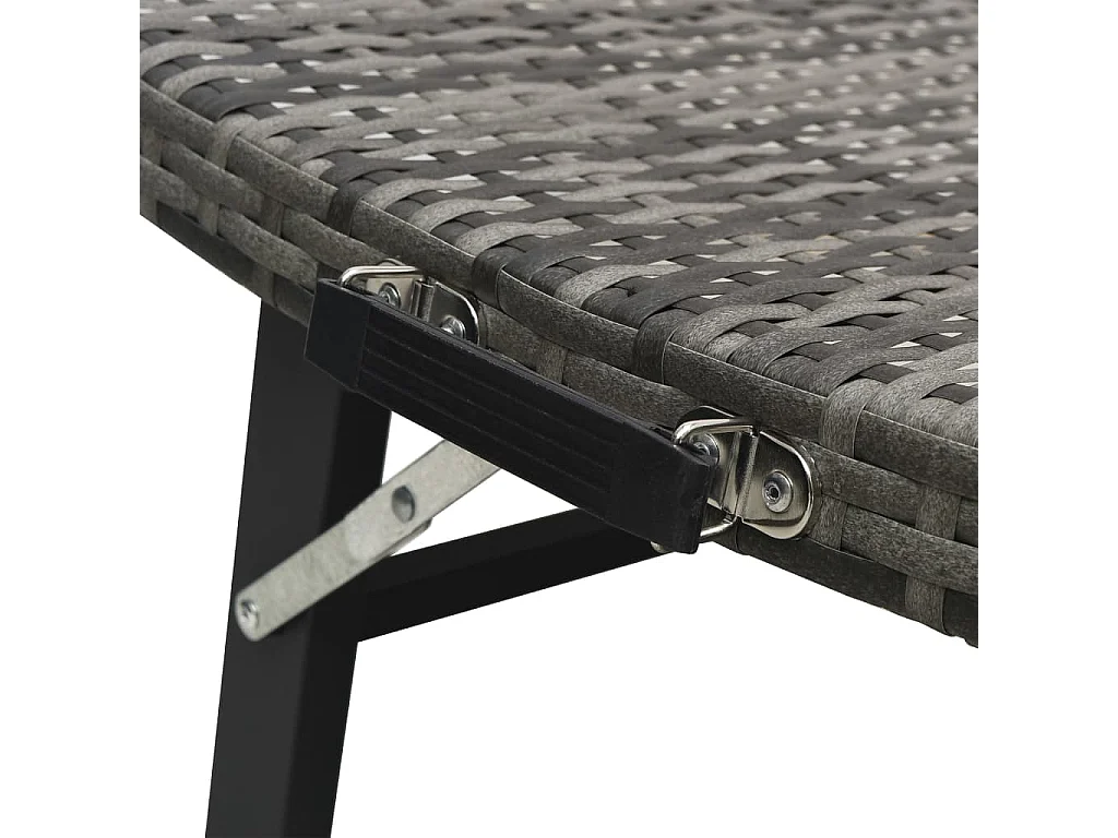 Chaise longue pliable avec coussin Résine tressée Gris