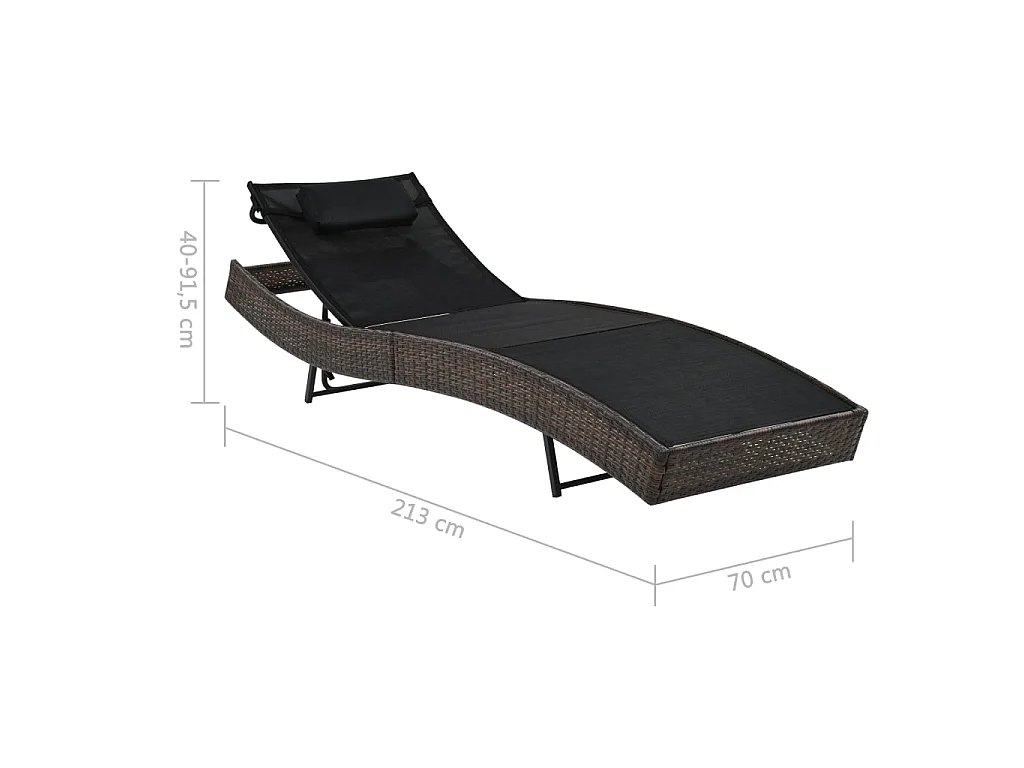 Chaise longue avec oreiller Résine tressée Marron