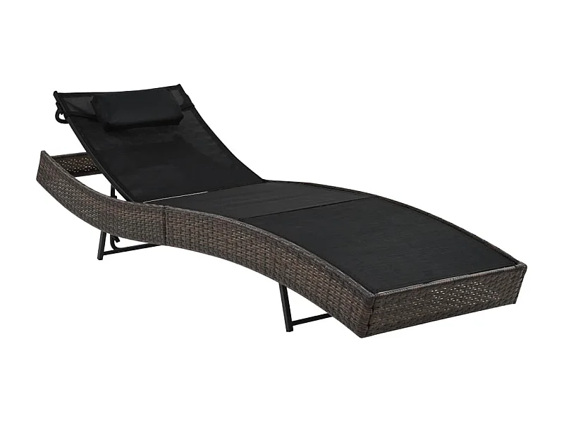 Chaise longue avec oreiller Résine tressée Marron