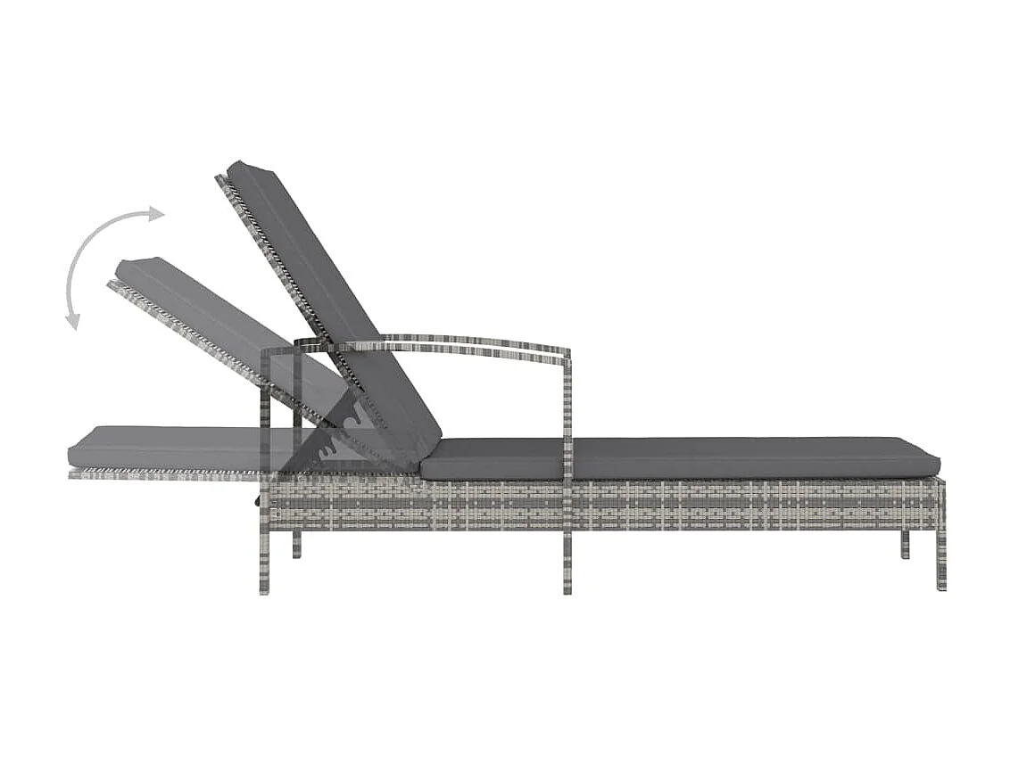 Chaise longue avec accoudoirs Résine tressée Gris