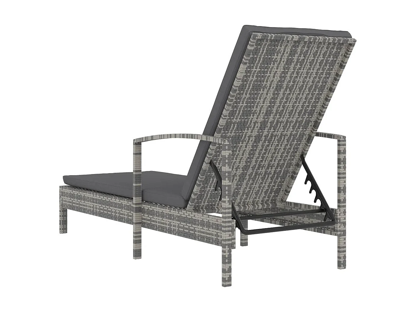 Chaise longue avec accoudoirs Résine tressée Gris