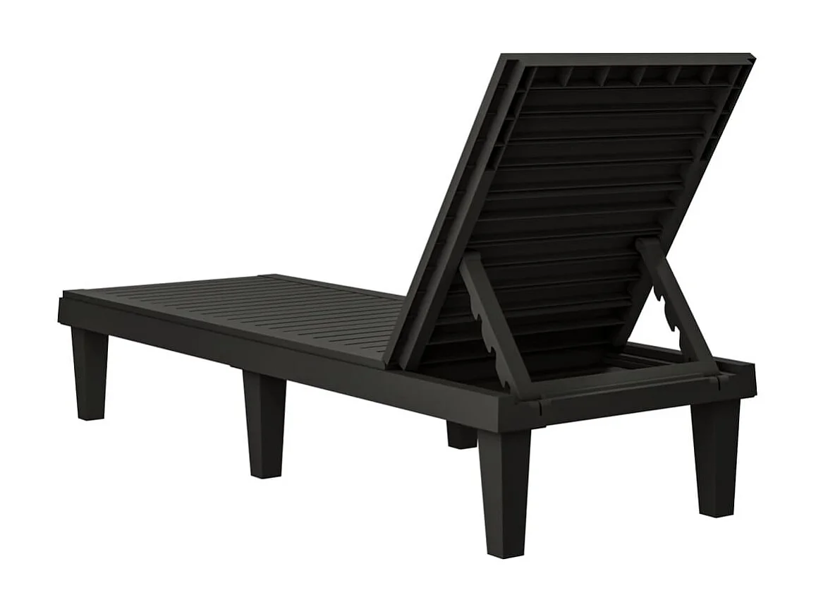 Ligstoelen 2 stuks zwart 155x58x83 cm polypropyleen