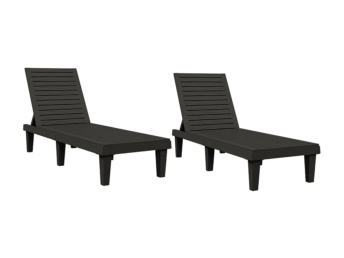 Chaises longues 2 pcs noir 155x58x83 cm polypropylène