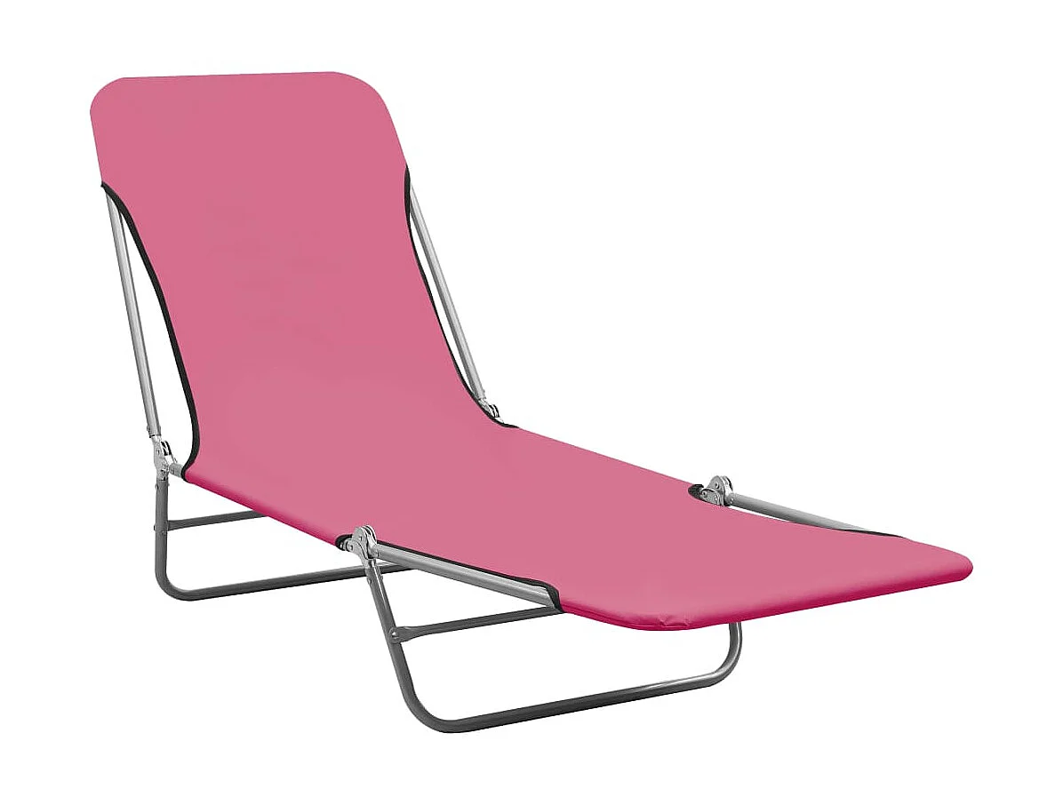 Chaises longues pliables 2 pcs Acier et tissu Rose