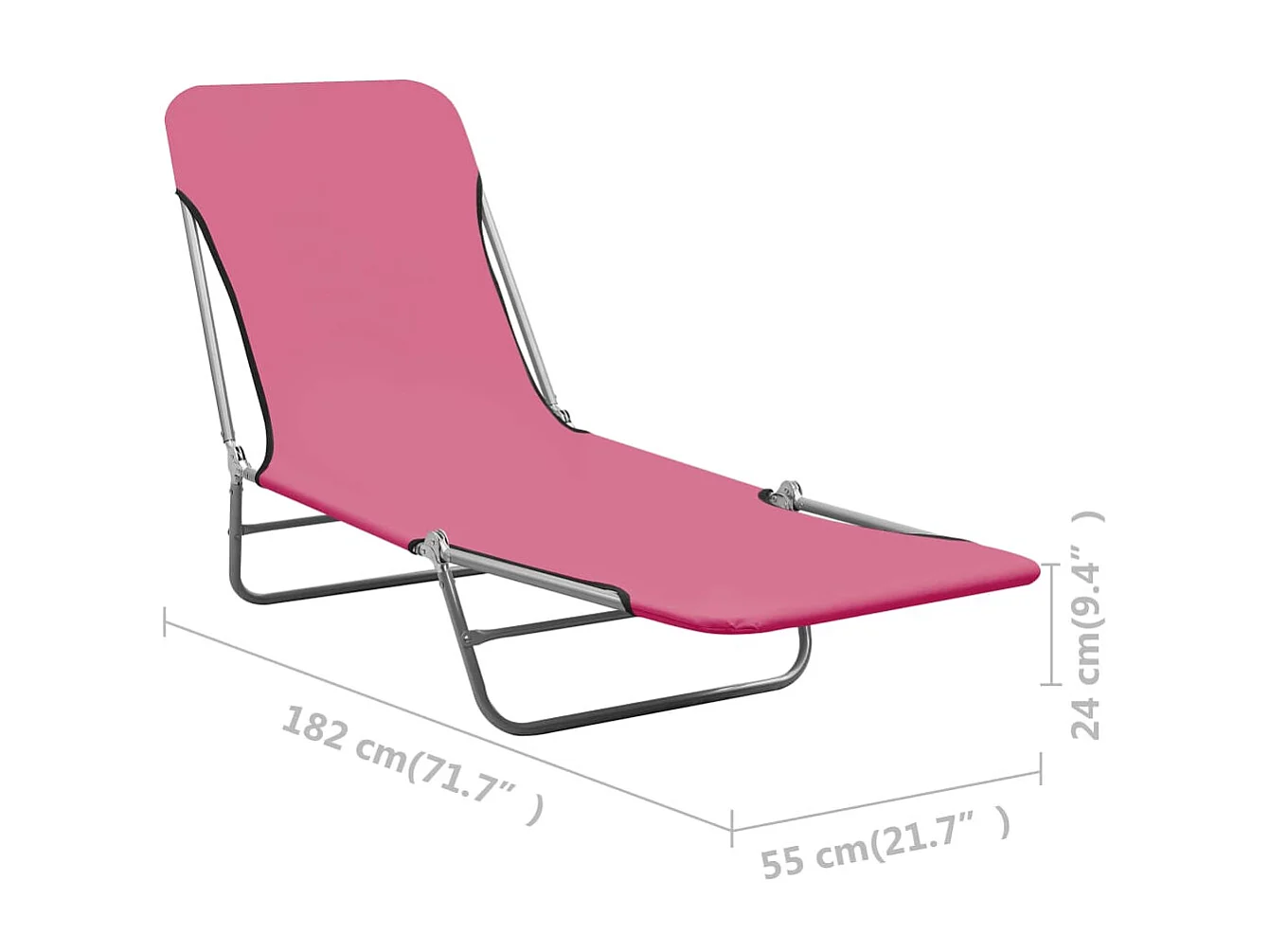 Chaises longues pliables 2 pcs Acier et tissu Rose