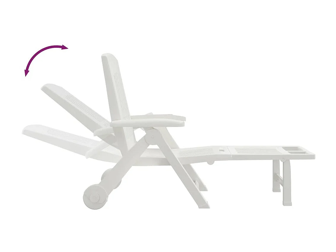 Chaise longue pliable avec roues blanc PP