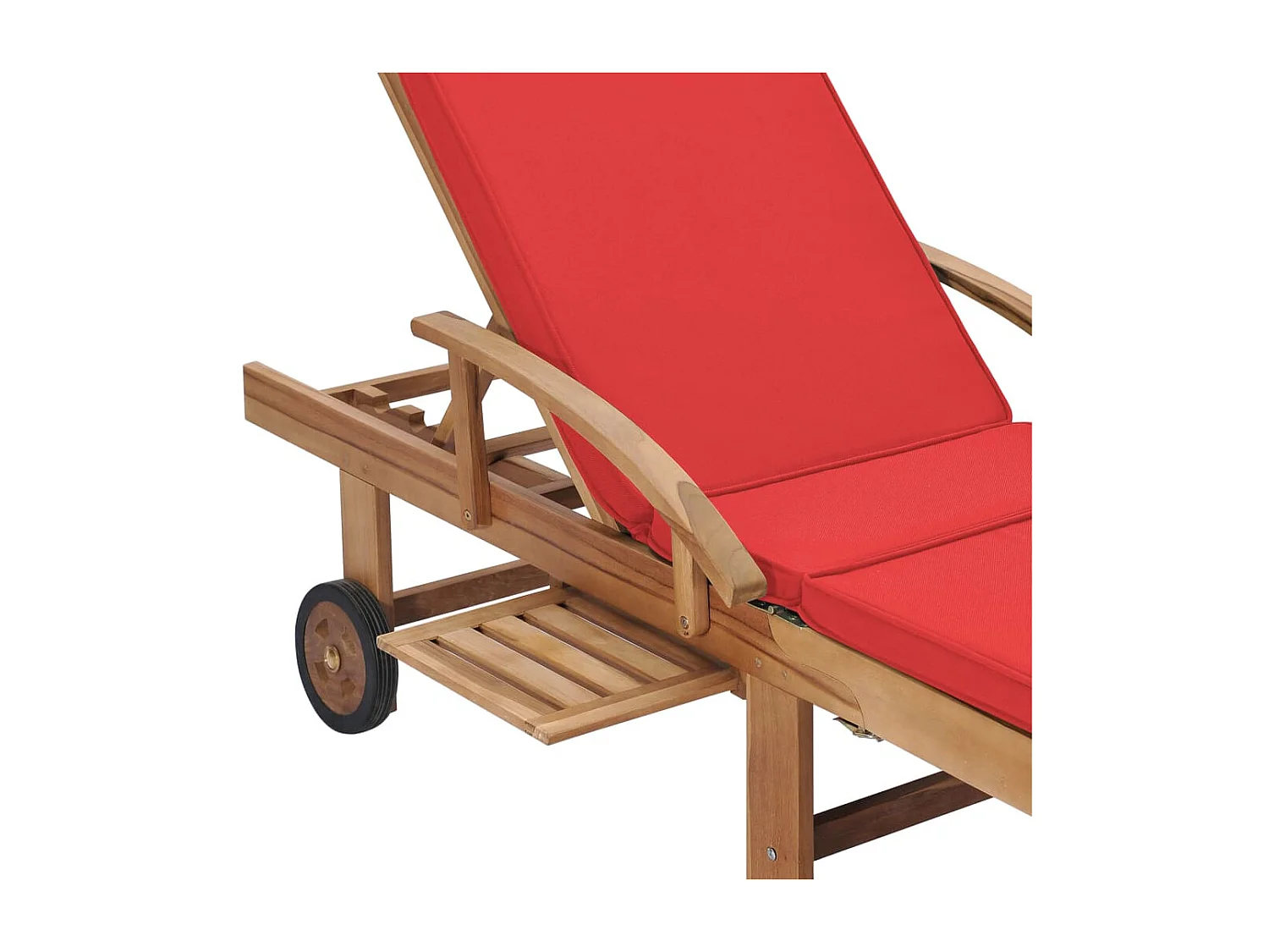 Chaises longues avec coussins 2 pcs Bois de teck solide Rouge