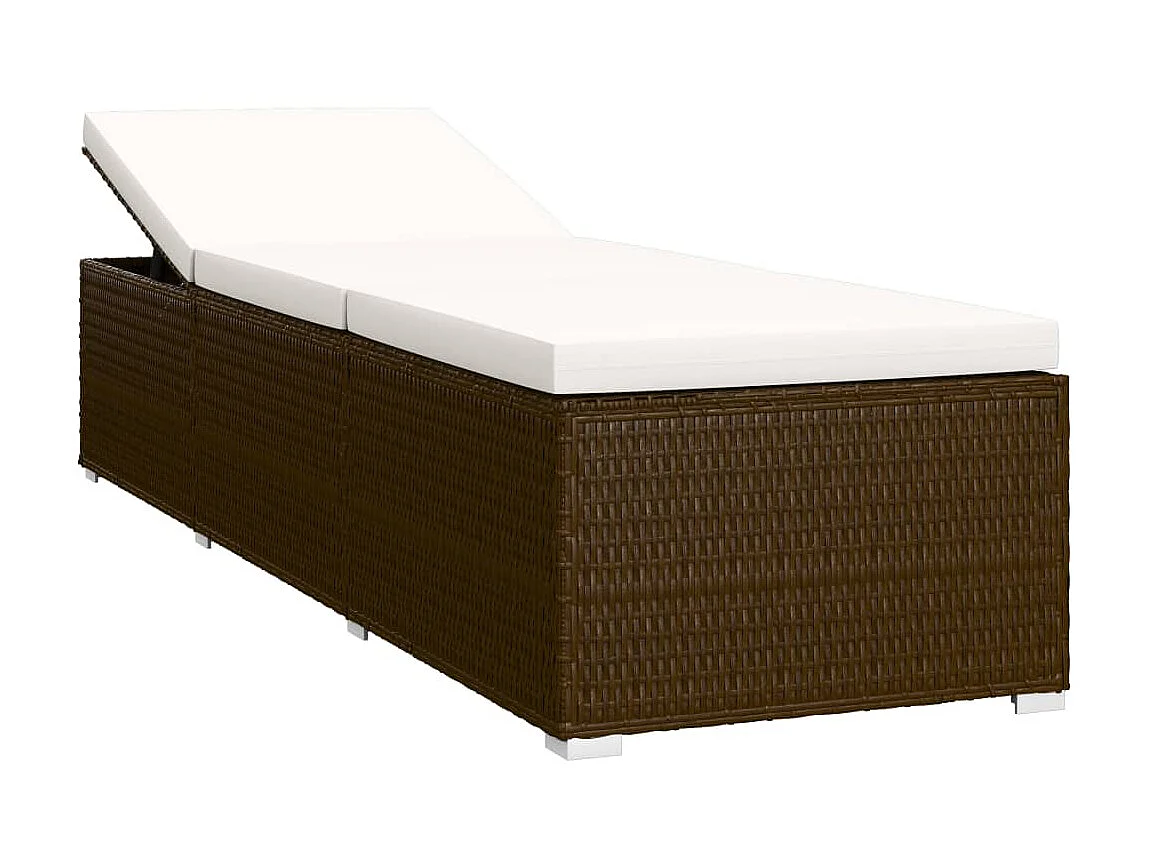 Chaise longue de jardin table à thé 3pcs Résine tressée Marron