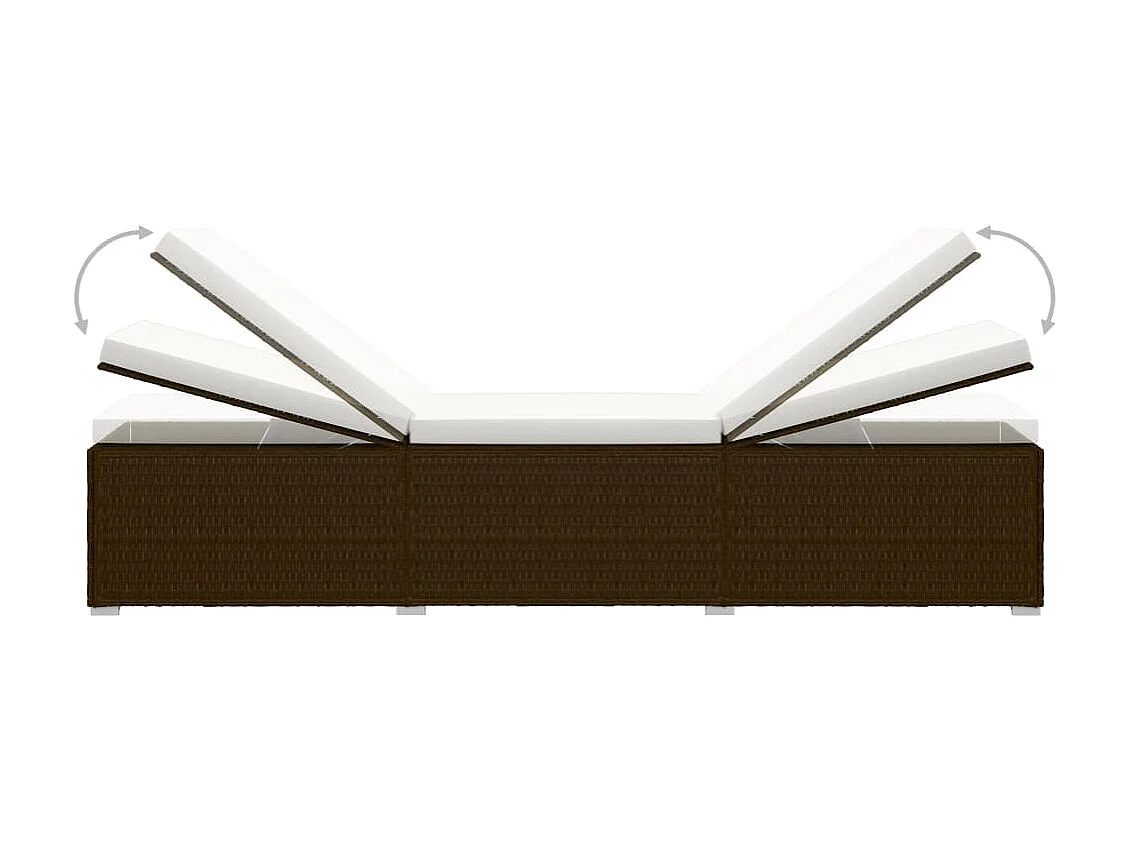 Chaise longue de jardin table à thé 3pcs Résine tressée Marron