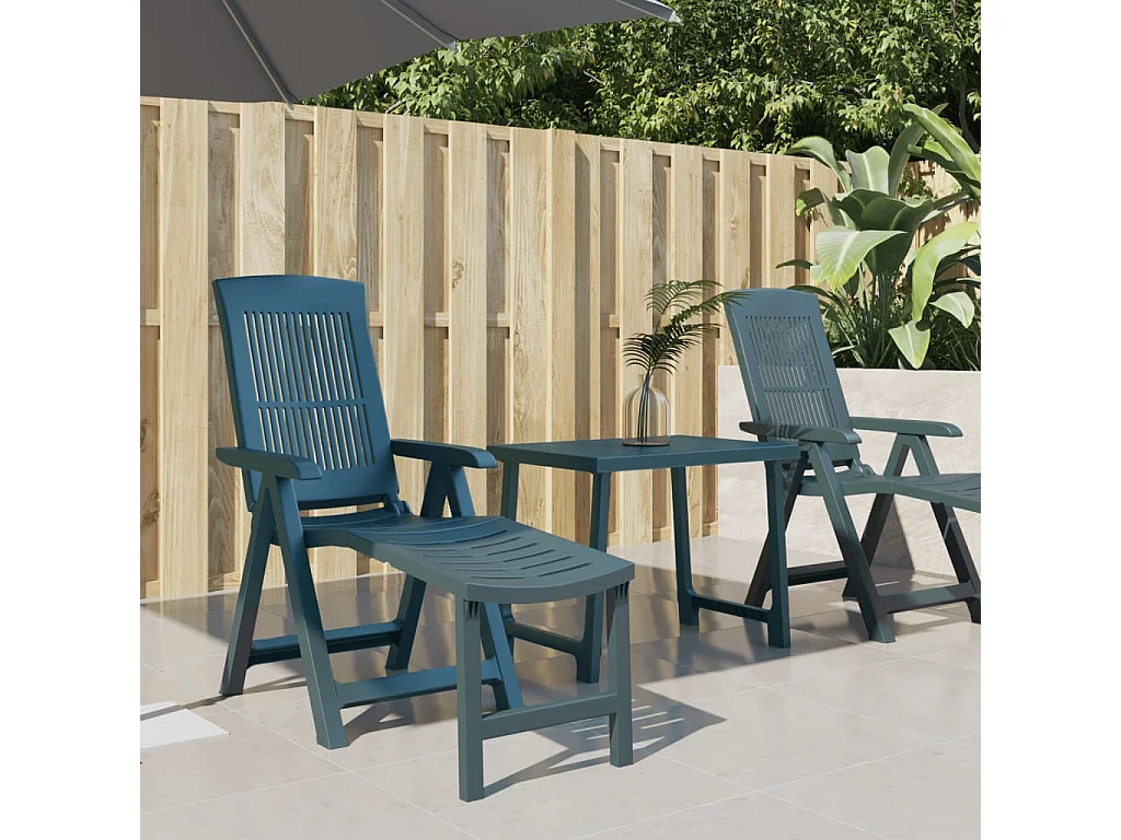 Chaise longue vert plastique