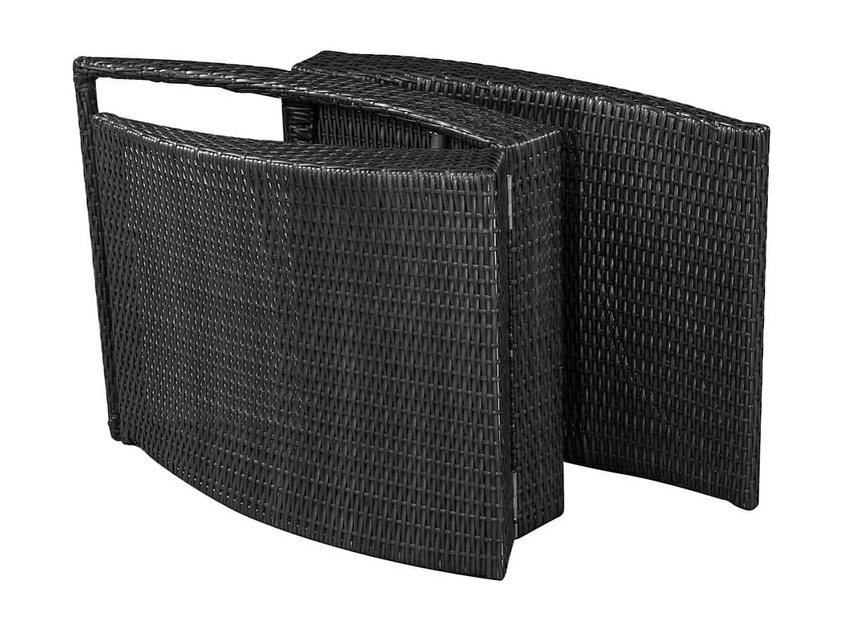 Chaise longue pliable avec coussin Résine tressée Noir