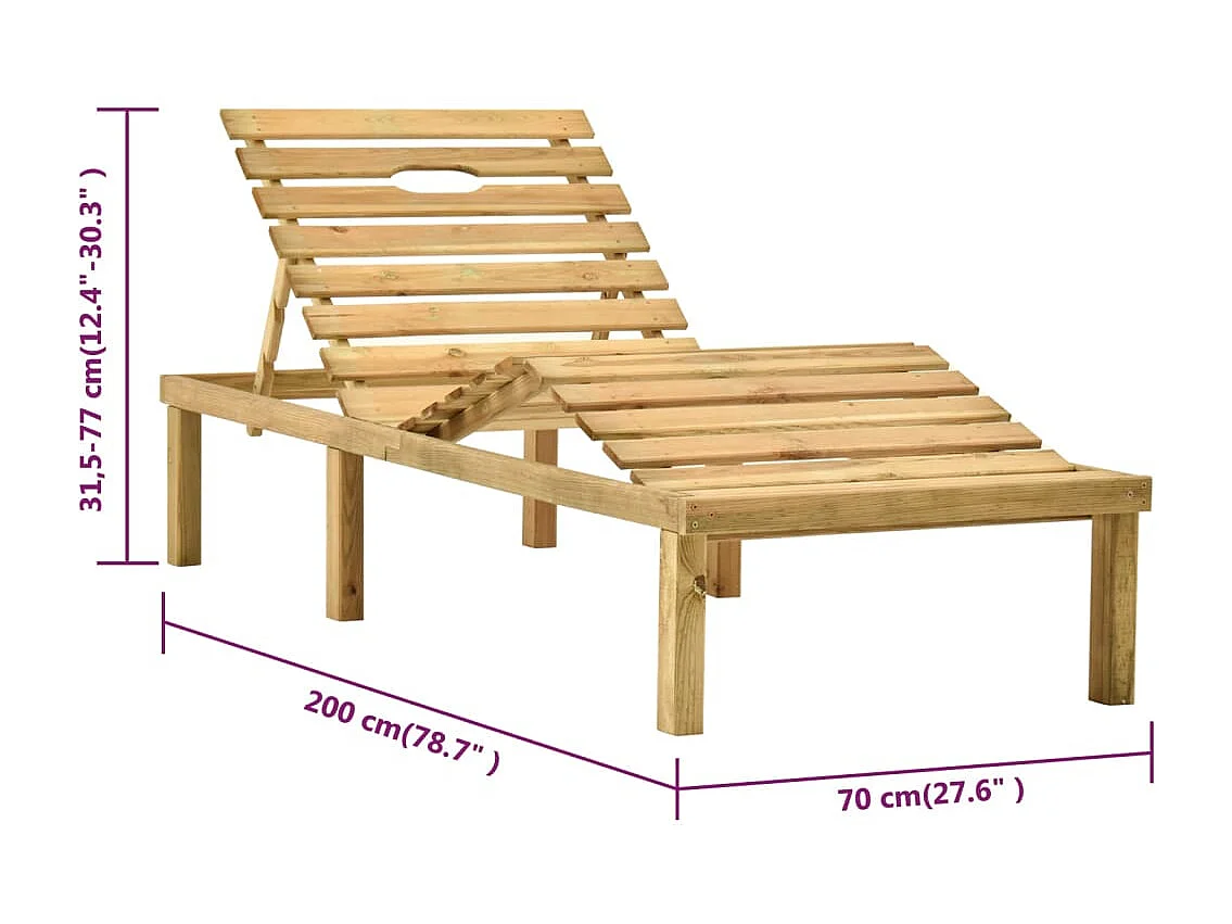 Chaise longue de jardin Bois de pin imprégné