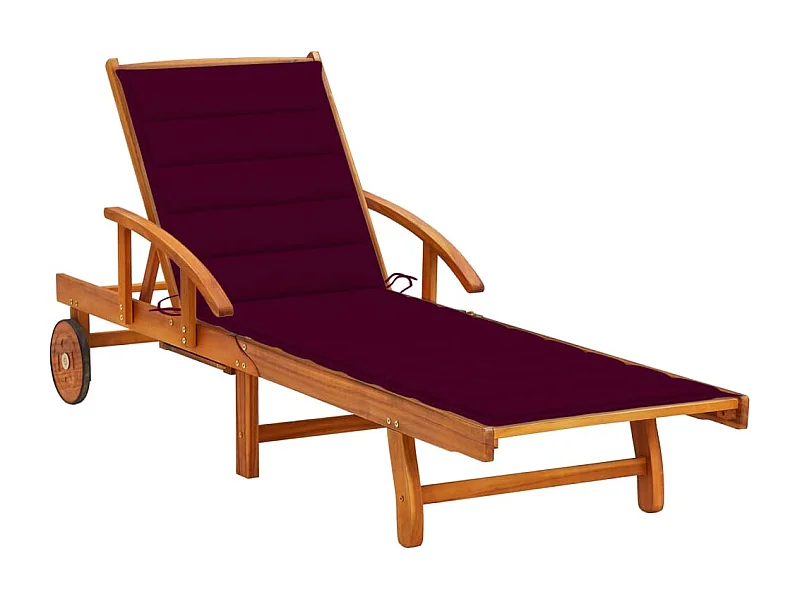 Chaise longue de jardin avec coussin Bois d'acacia solide