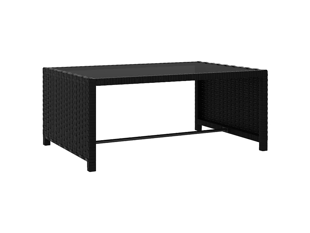 2 poltrone lounge con tavolo in resina intrecciata nera