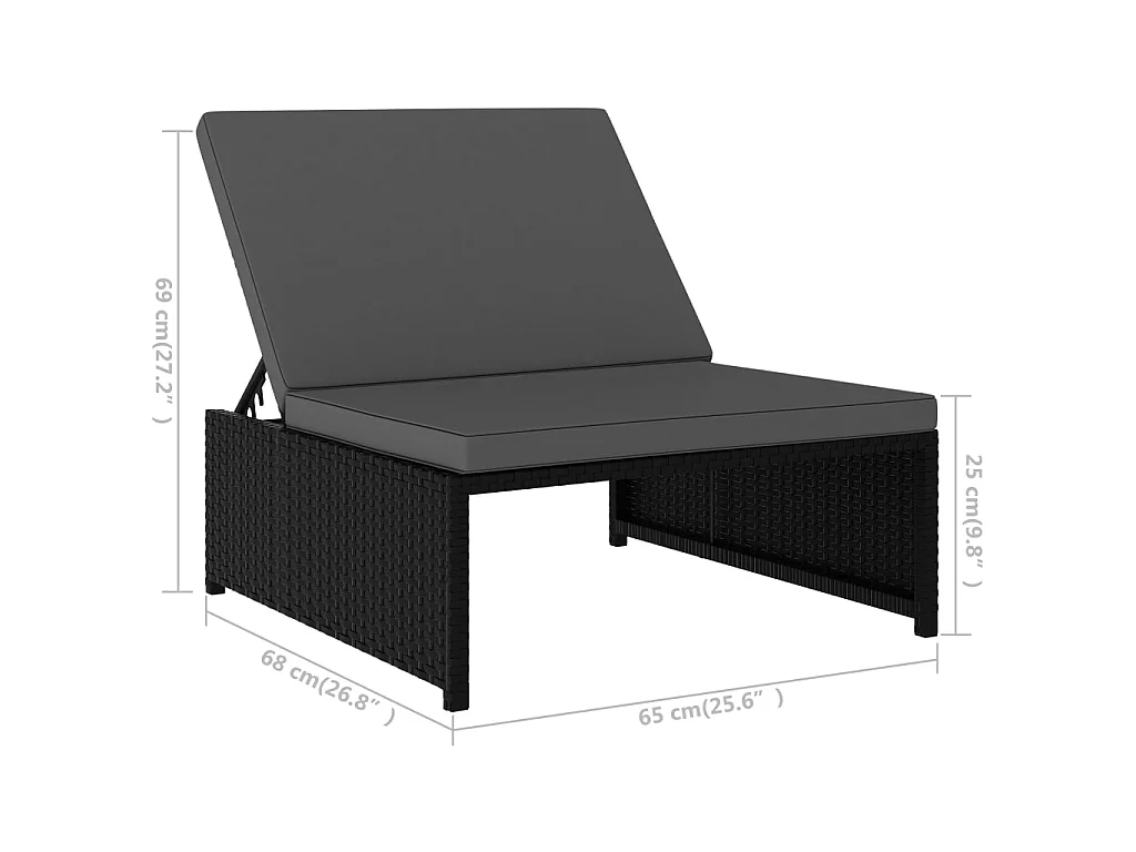 2 poltrone lounge con tavolo in resina intrecciata nera