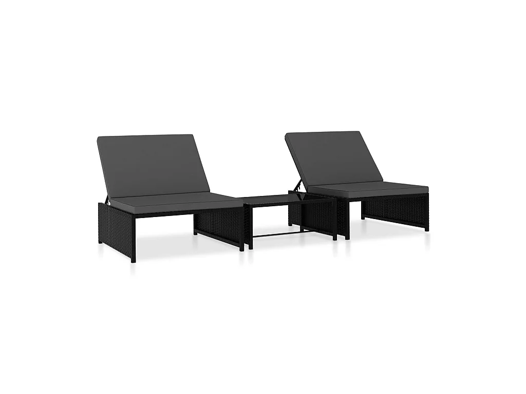 2 stuks loungestoelen met tafel harsriet zwart