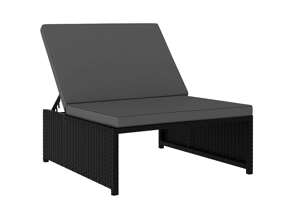 2 Stück Loungesessel mit Tisch, Kunstharzgeflecht, Schwarz