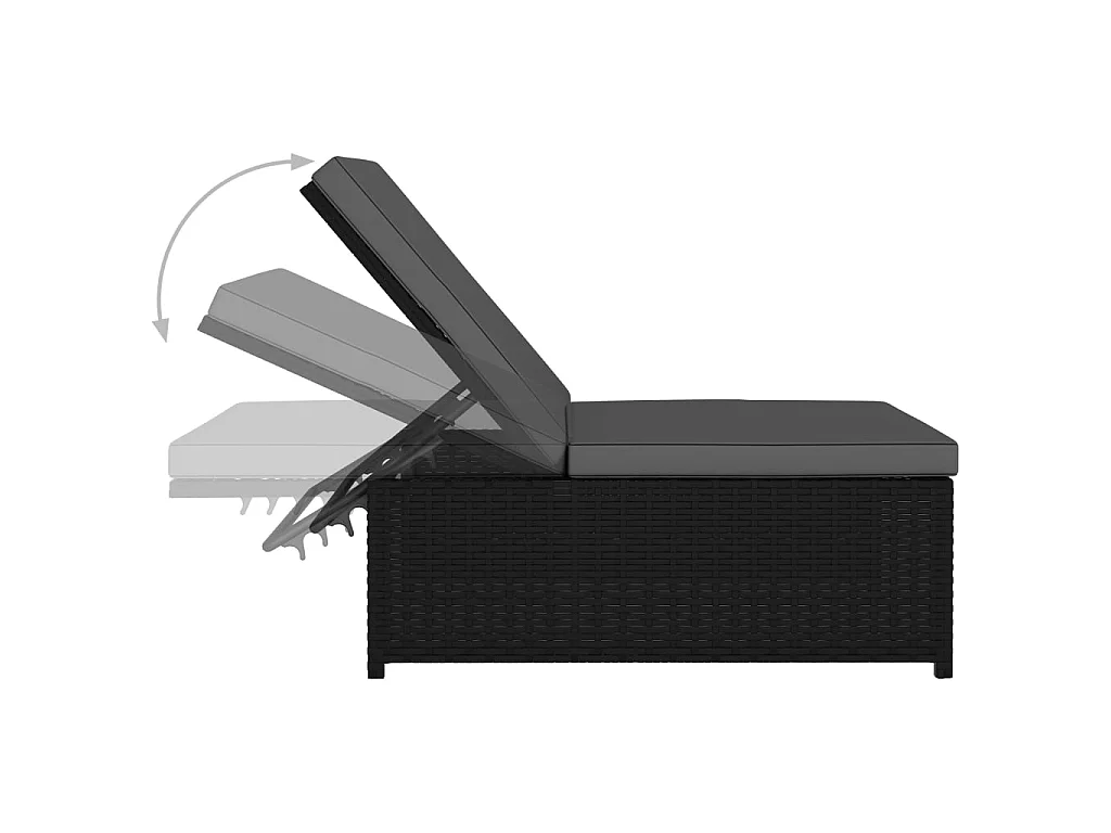 2 Stück Loungesessel mit Tisch, Kunstharzgeflecht, Schwarz